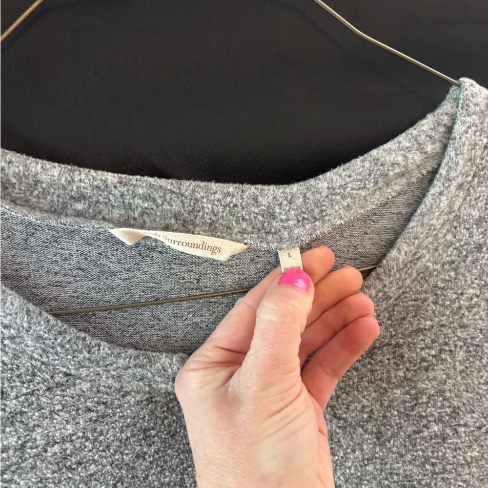 Soft Surroundings Fleece Tie Waist Gray Dress - Picture 6 of 10